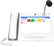 Fanvil Nurse Console Phone A320i (white), utilizing IP and SIP protocol, is an ideal solution for Nursing Homes, Clinics, and other similar facilities like assisted living centers. Designed to provide nurse call and emergency call solutions for caregivers, elders, and patients. The built-in adjustable camera and goose neck microphone, provide 2-way audio and video communication with bedside station or door phone. It also built-in broadcasting function for emergency announcement, zone paging or paging a single device.